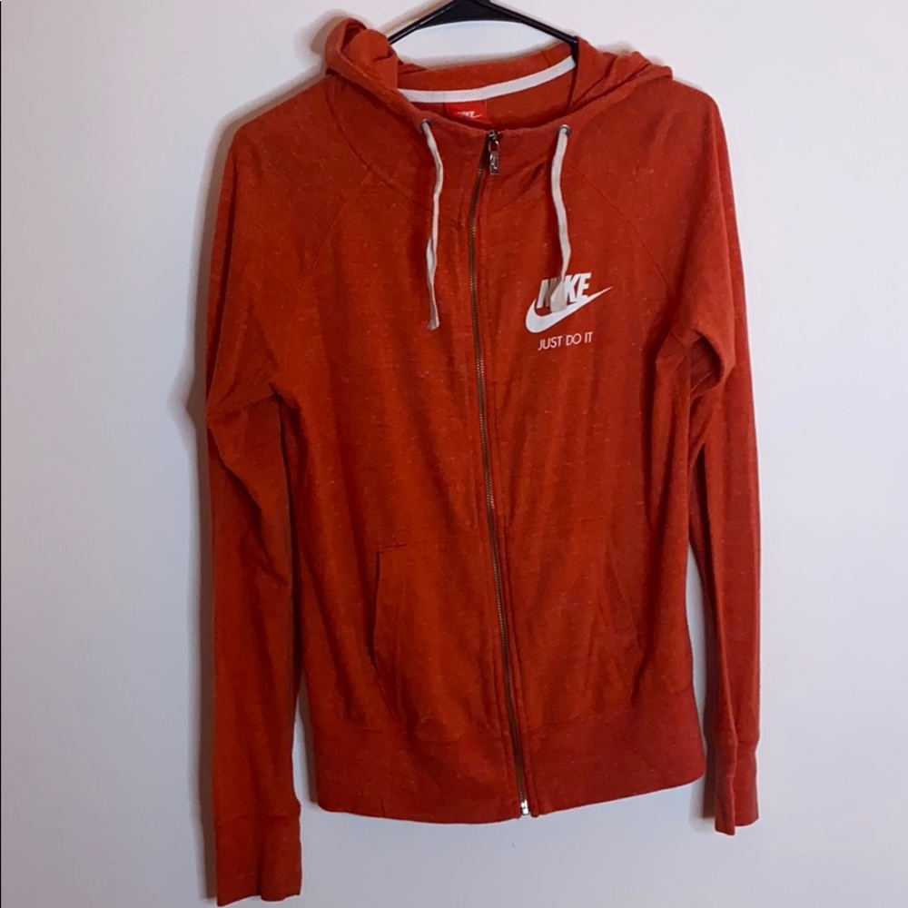 Red Nike fitted zip up sweater